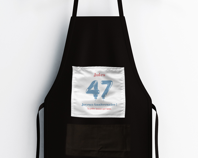 Tablier de cuisine noir - Collection ballons d'anniversaire