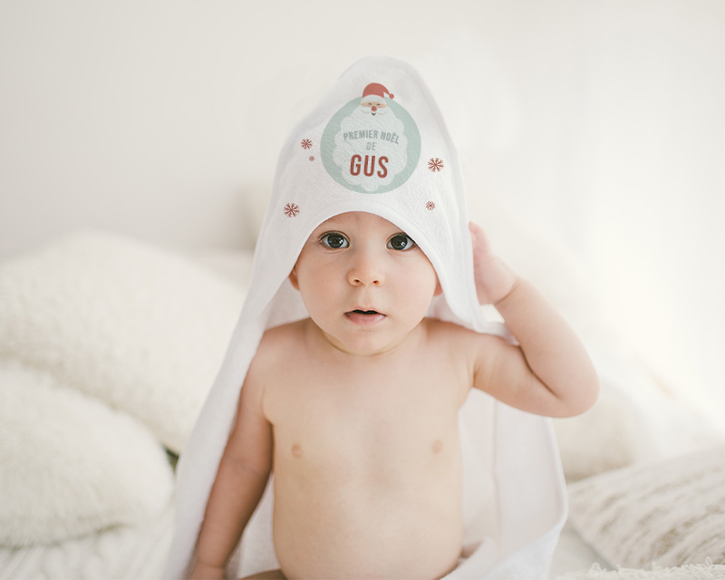 Cape de bain bébé personnalisée premier noël