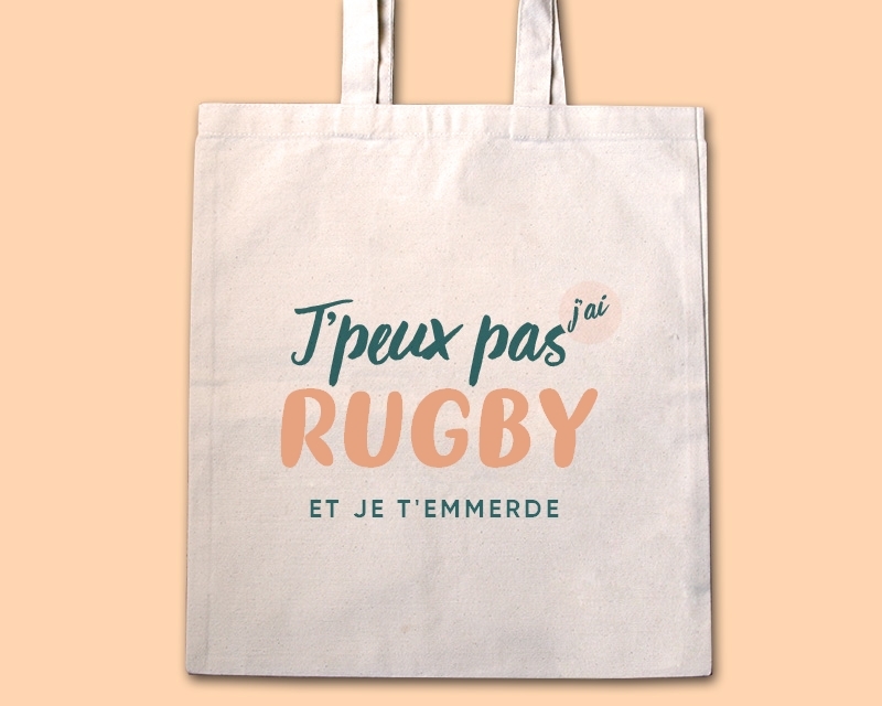 Tote bag personnalisable - J'peux pas j'ai rugby