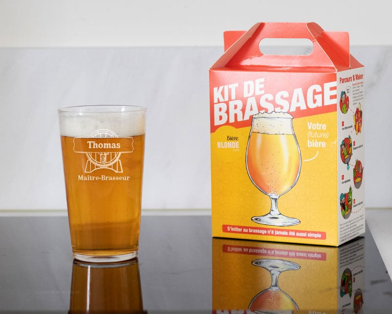 Kit brassage bière débutant et verre personnalisé