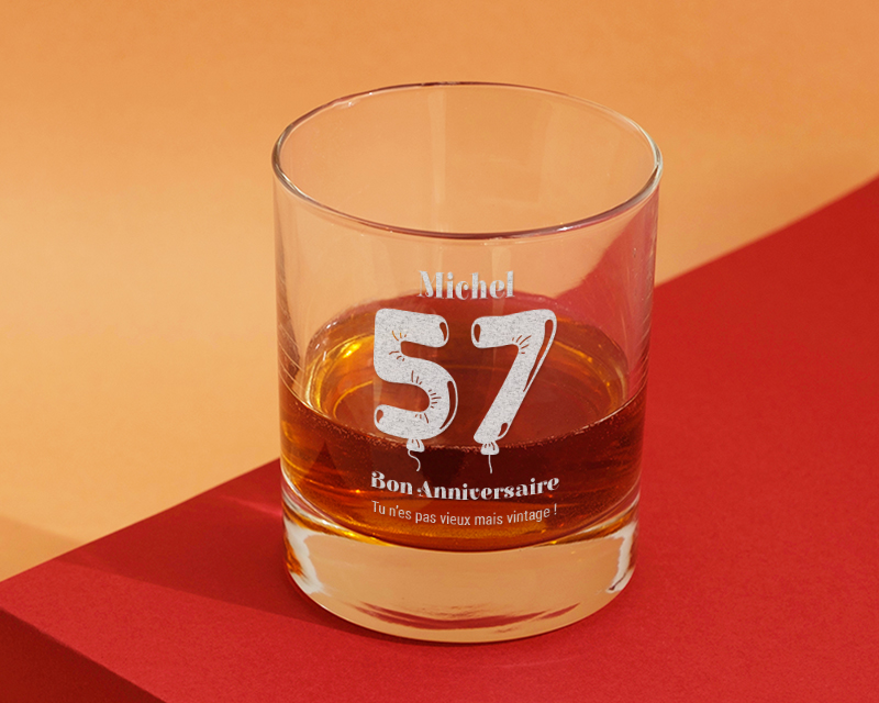Verre à whisky personnalisable - Collection ballons d'anniversaire