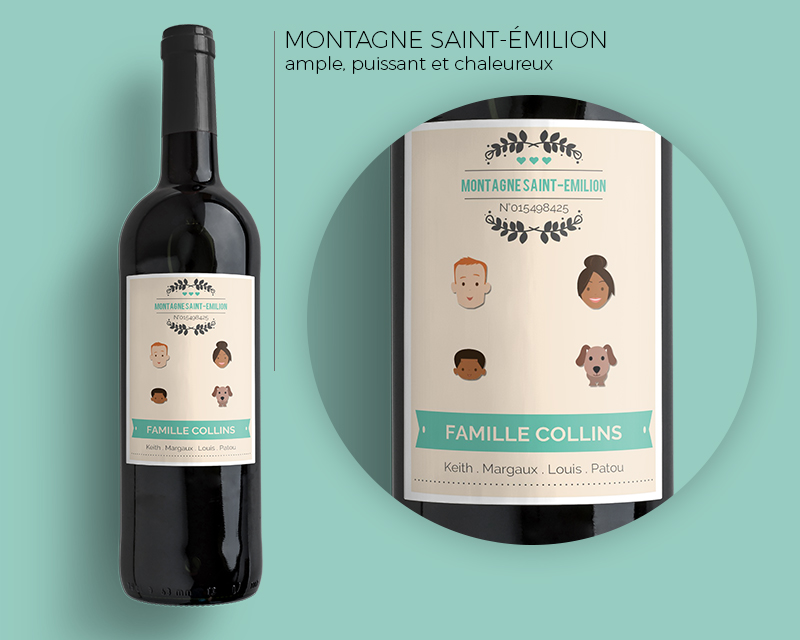 Bouteille de vin de Bordeaux personnalisée famille - Family Circus