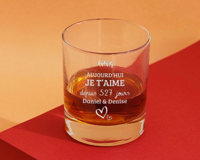 Verre à Whisky Personnalisable - Aujourd'hui, je t'aime depuis X jours