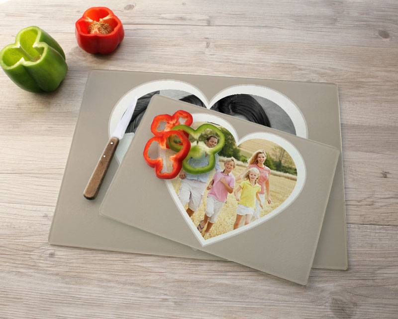Planche à découper en verre Coeur Photo