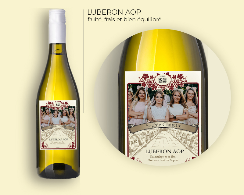 Bouteille de vin blanc personnalisée photo