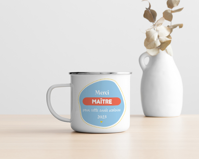 Tasse en émail personnalisée - L'Ecole est Finie
