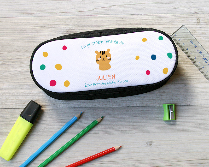 Trousse d'école personnalisée animaux tigre