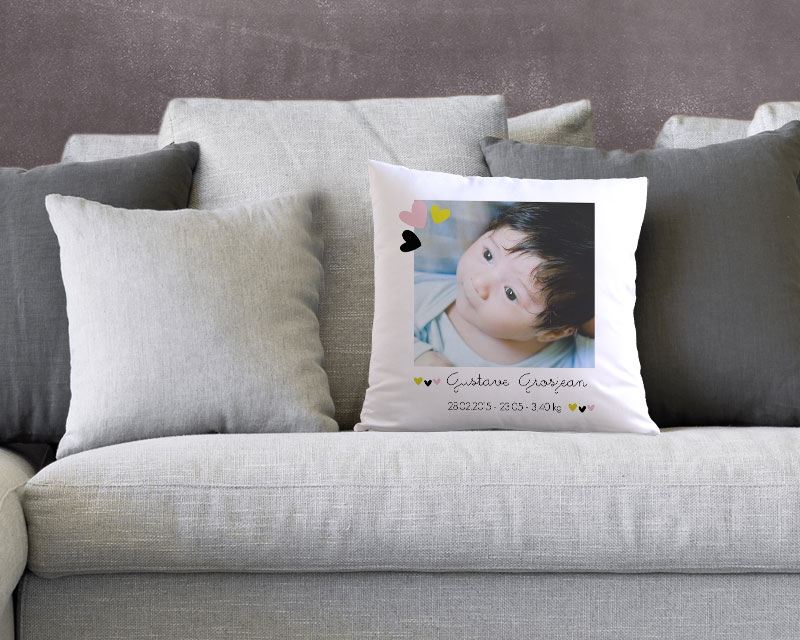 Coussin Naissance Coeur Photo