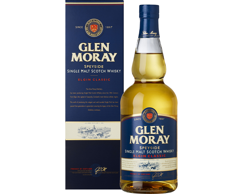 Bouteille de whisky Glen Moray - Avec un verre personnalisé