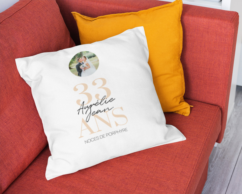 Coussin personnalisé - Noces de Porphyre