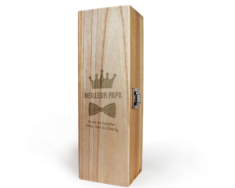 Caisse à vin personnalisée en bois - Papa Royal