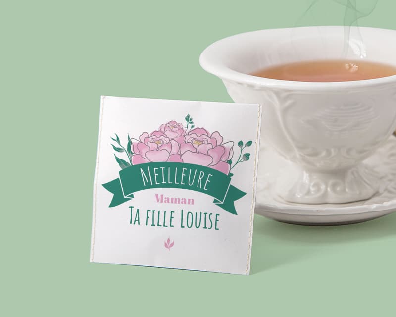 Voir l'image 1 du produit Boîte de 10 sachets de thé bio personnalisables - Maman Fleurie