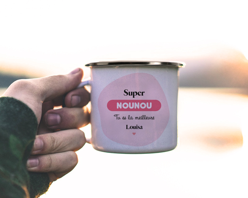 Tasse en émail personnalisée photo - Nounou