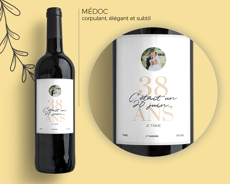 Bouteille de vin personnalisée anniversaire de mariage - Noces de Mercure