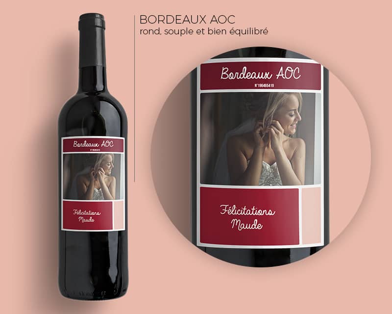 Bouteille de vin de Bordeaux personnalisée photo - Elegance