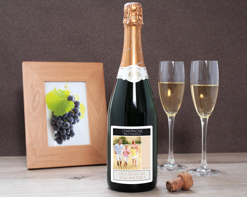 Bouteille de champagne personnalisée photo - Collage