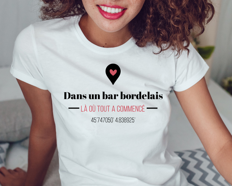 T-shirt blanc pour femme personnalisé Là où tout a commencé