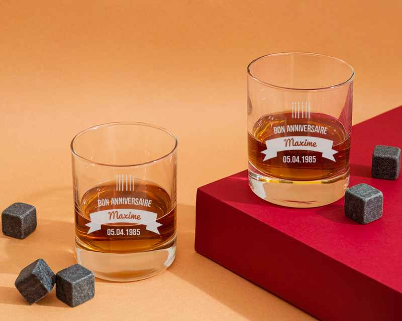 Verre à Whisky personnalisé - Bougies d'anniversaire