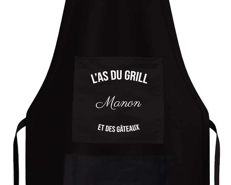 Tablier de cuisine noir personnalisé 