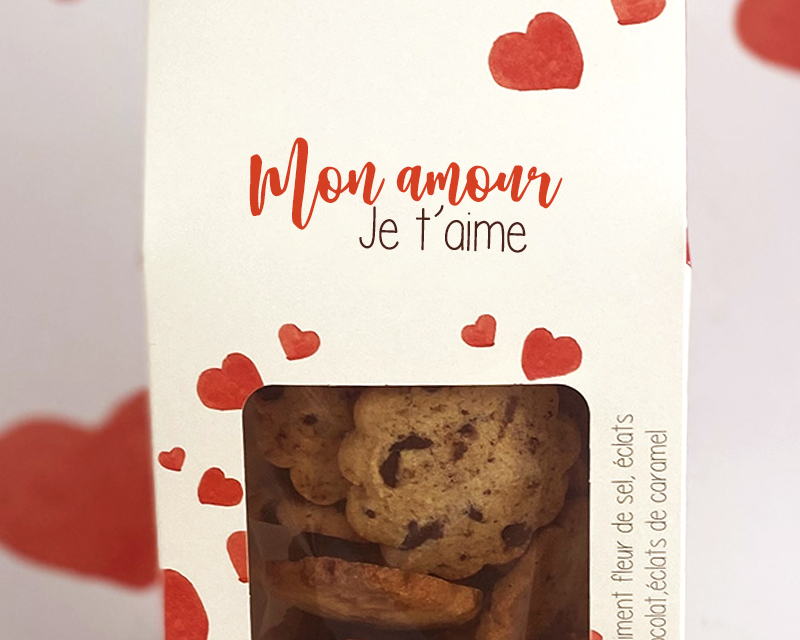 Sachet personnalisé biscuits - Amour