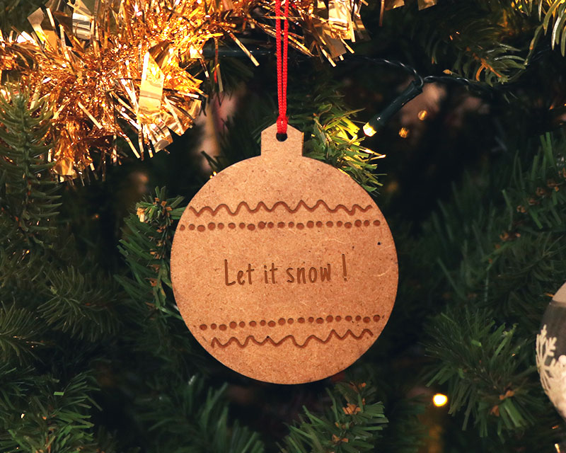 Lot de Boules de Noël personnalisées en bois - Ornement